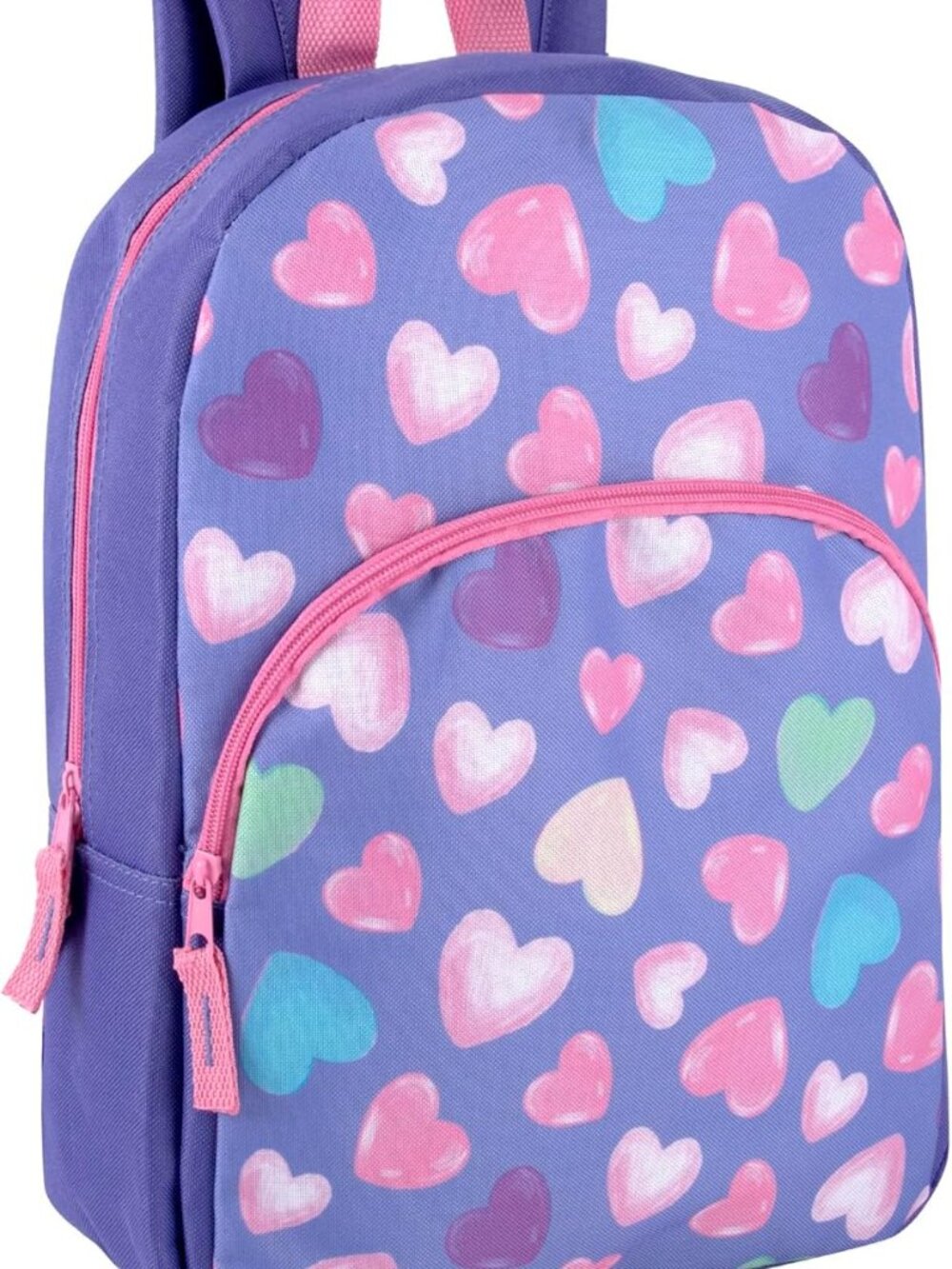 15" Pastel Hearts Backpack Kids School Book Bag Front Pocket Adjustable Straps